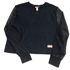 Hunter x Target women’s black long sleeve sweatshirt with mesh sleeves (small)